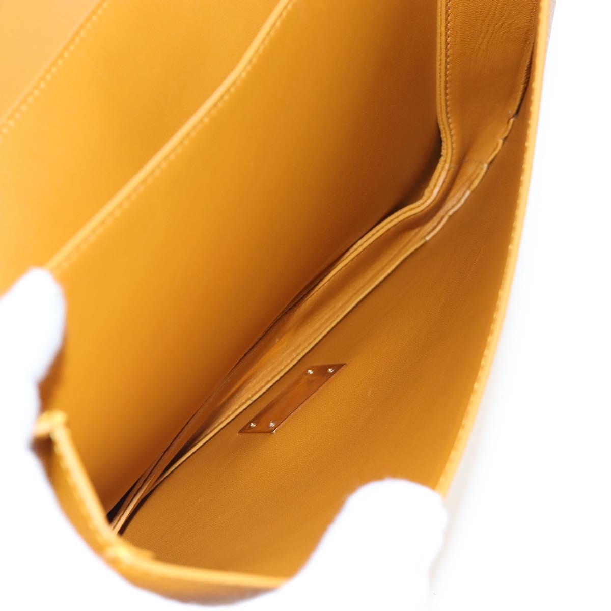 BOTTEGA VENETA Mount Chain Shoulder Bag Leather 2way Orange Gold Auth 190656V