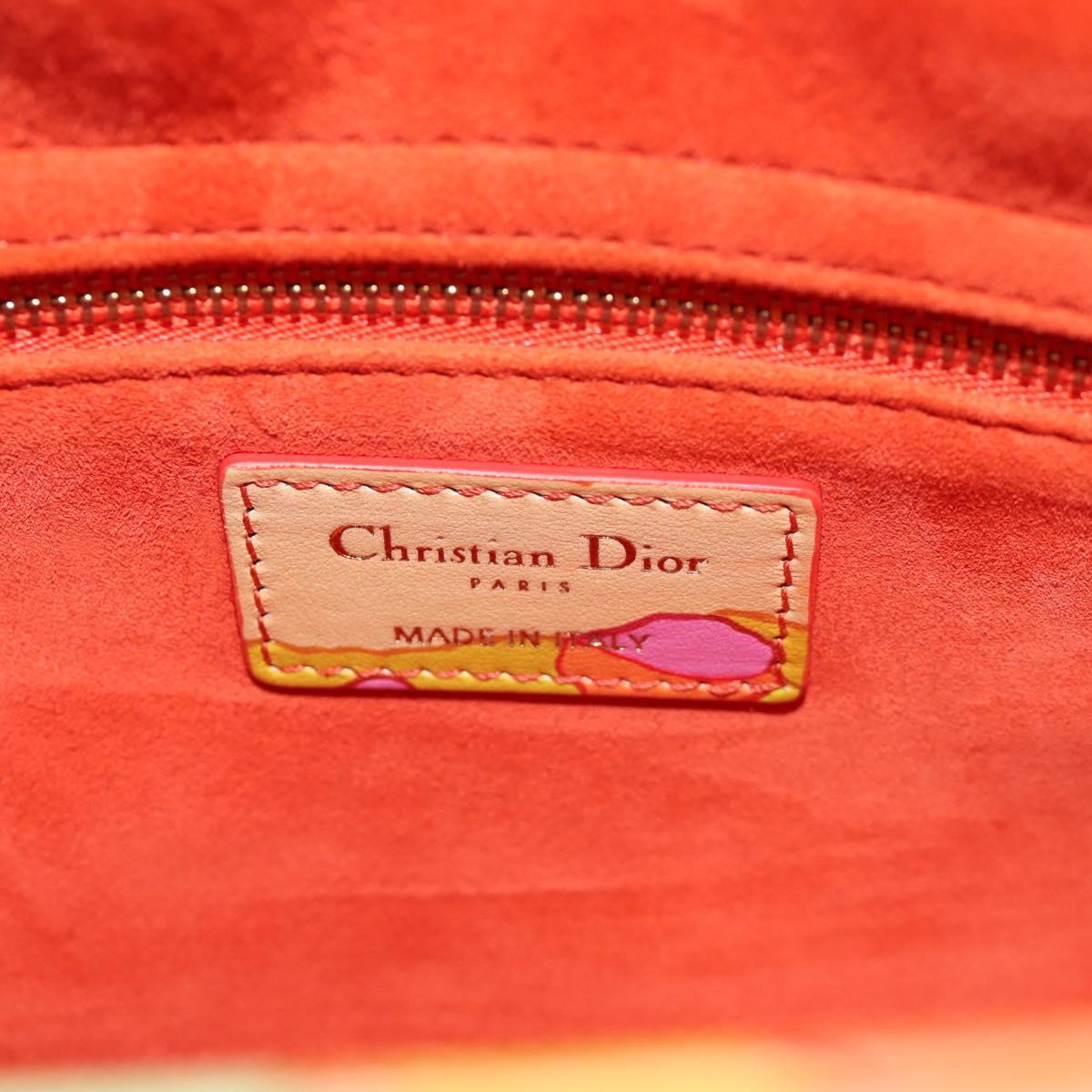 Christian Dior Lady Dior Hand Bag Leather 2way Red Gold Auth 190659SM