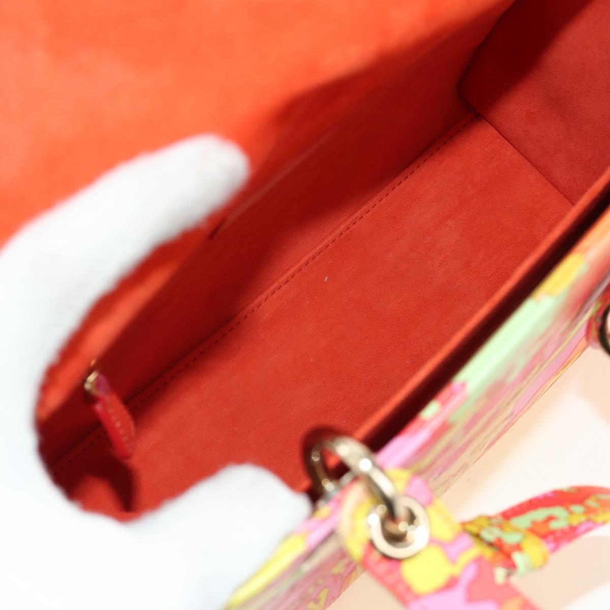 Christian Dior Lady Dior Hand Bag Leather 2way Red Gold Auth 190659SM