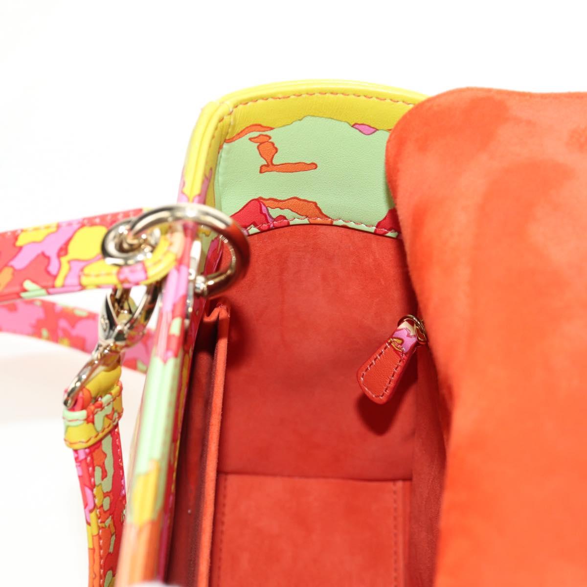Christian Dior Lady Dior Hand Bag Leather 2way Red Gold Auth 190659SM