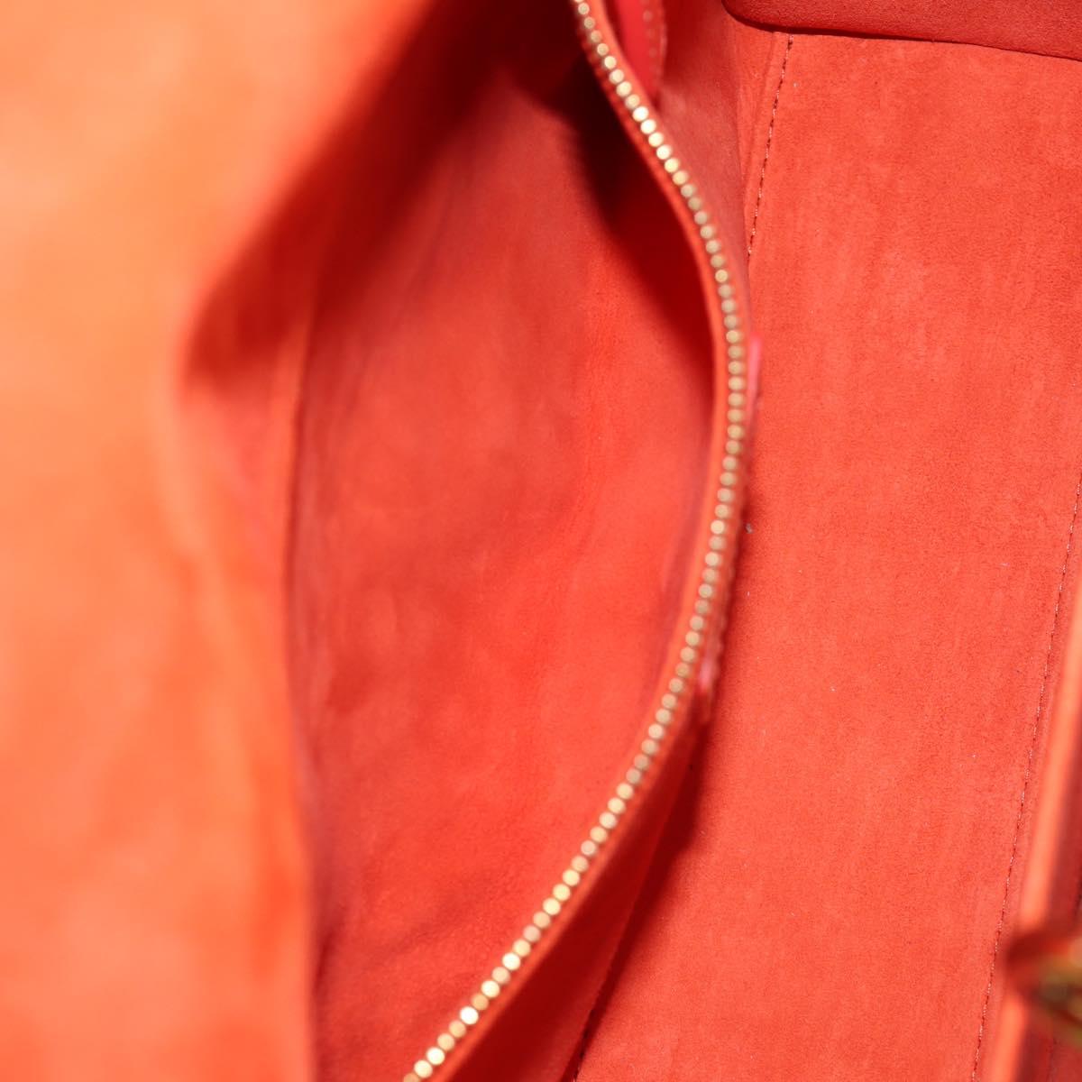 Christian Dior Lady Dior Hand Bag Leather 2way Red Gold Auth 190659SM