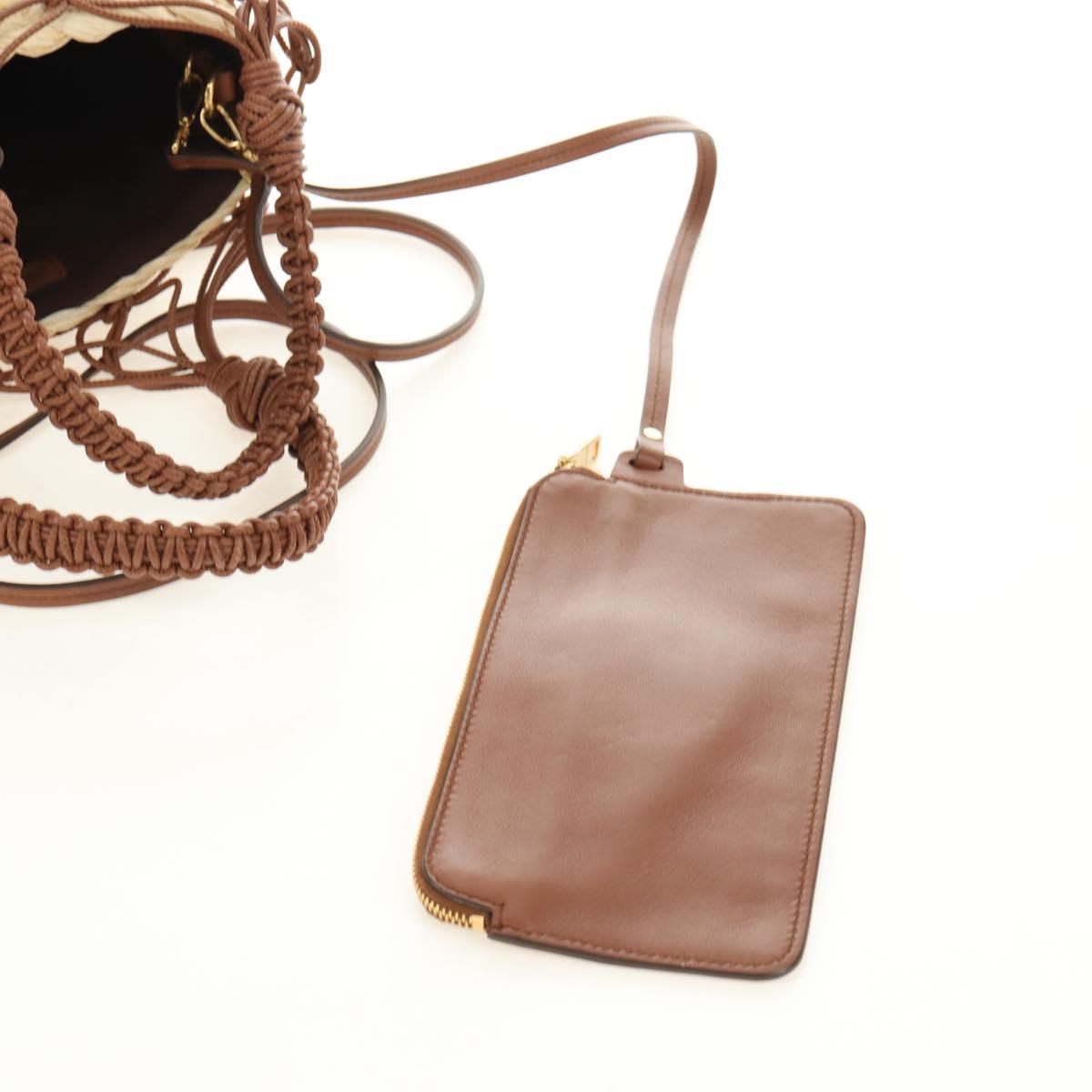 Miu Miu Hand Bag Straw 2way Brown Gold Auth 190660SAM