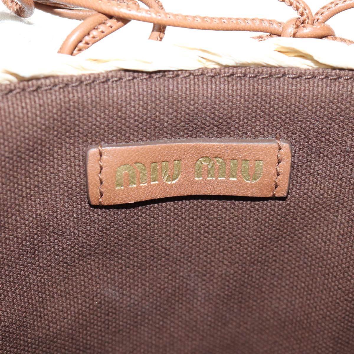 Miu Miu Hand Bag Straw 2way Brown Gold Auth 190660SAM