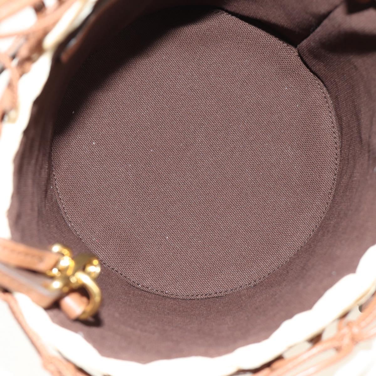 Miu Miu Hand Bag Straw 2way Brown Gold Auth 190660SAM
