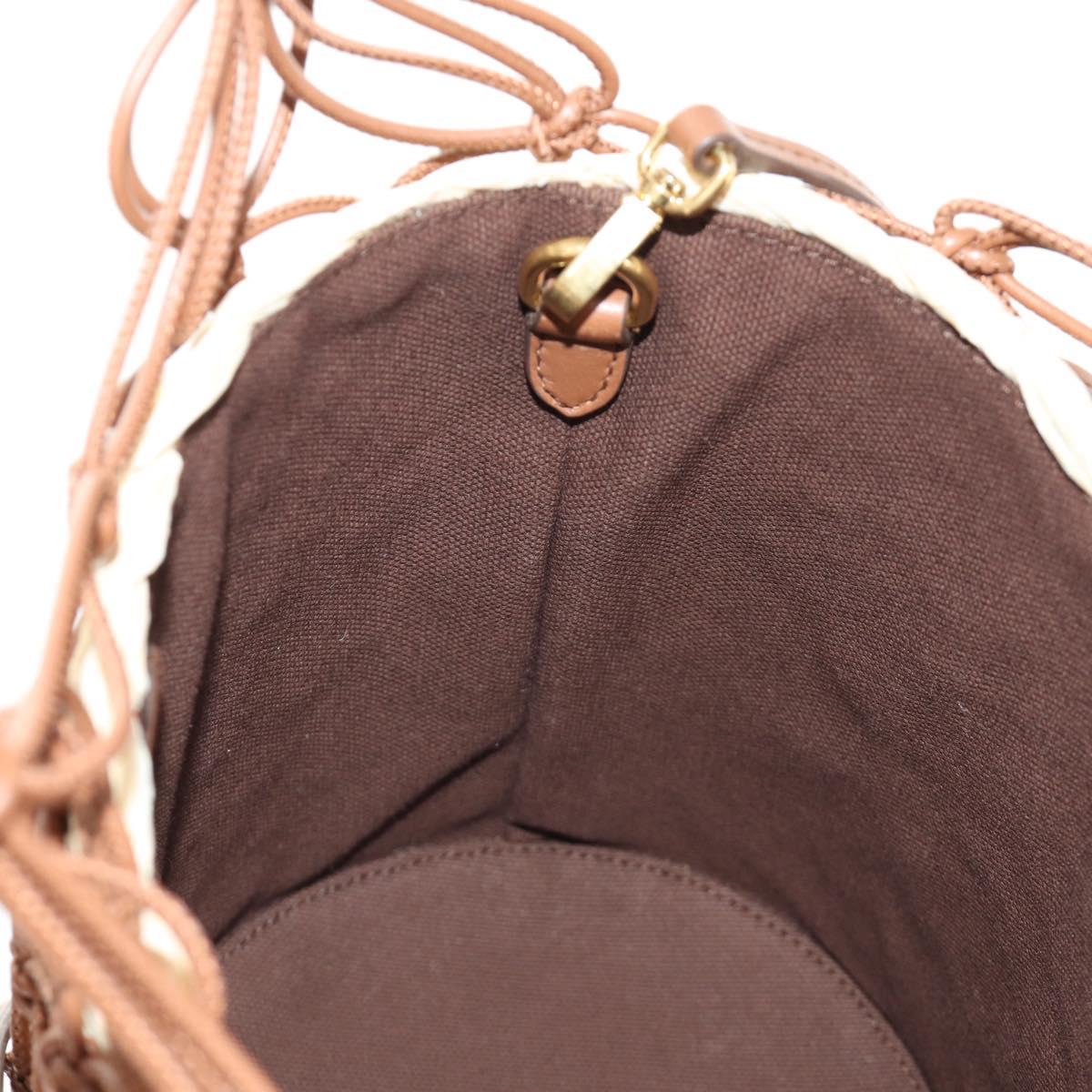 Miu Miu Hand Bag Straw 2way Brown Gold Auth 190660SAM