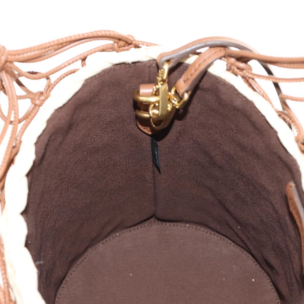 Miu Miu Hand Bag Straw 2way Brown Gold Auth 190660SAM