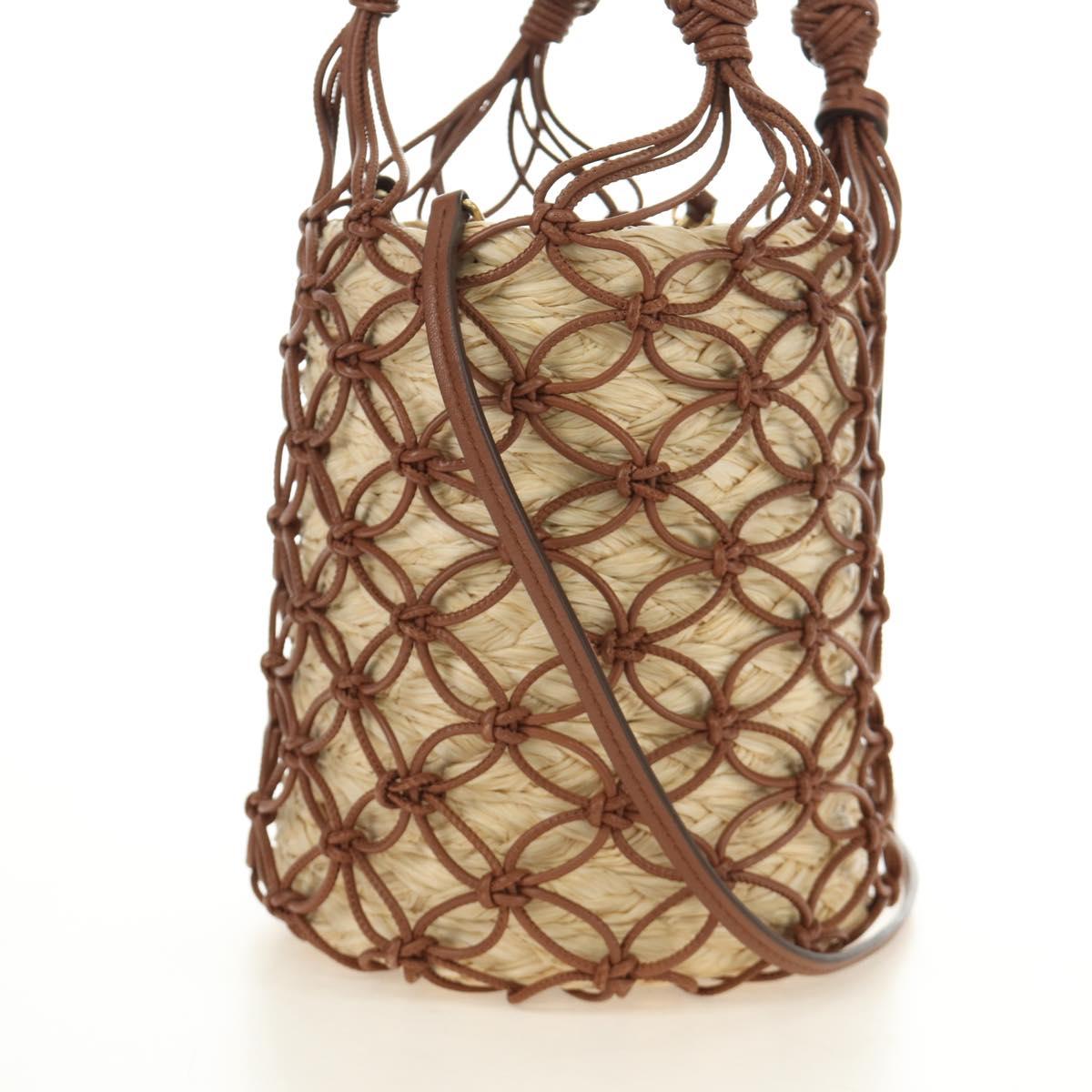 Miu Miu Hand Bag Straw 2way Brown Gold Auth 190660SAM