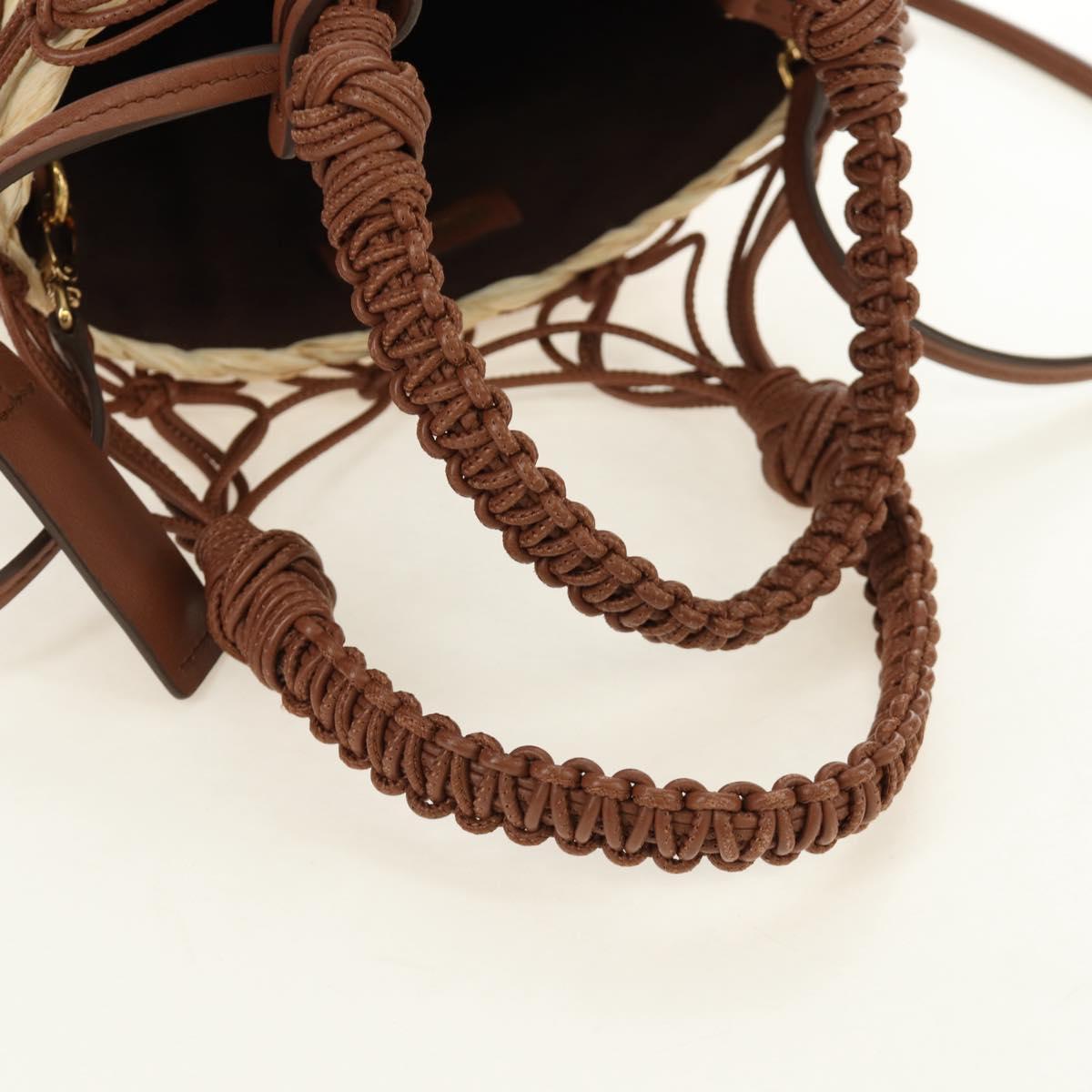 Miu Miu Hand Bag Straw 2way Brown Gold Auth 190660SAM