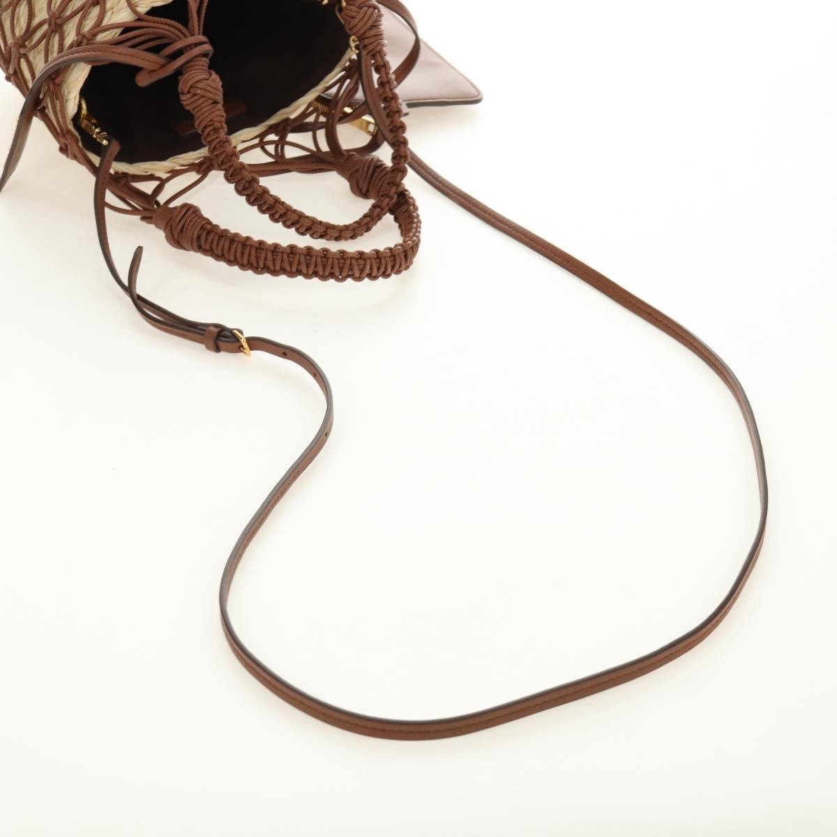 Miu Miu Hand Bag Straw 2way Brown Gold Auth 190660SAM