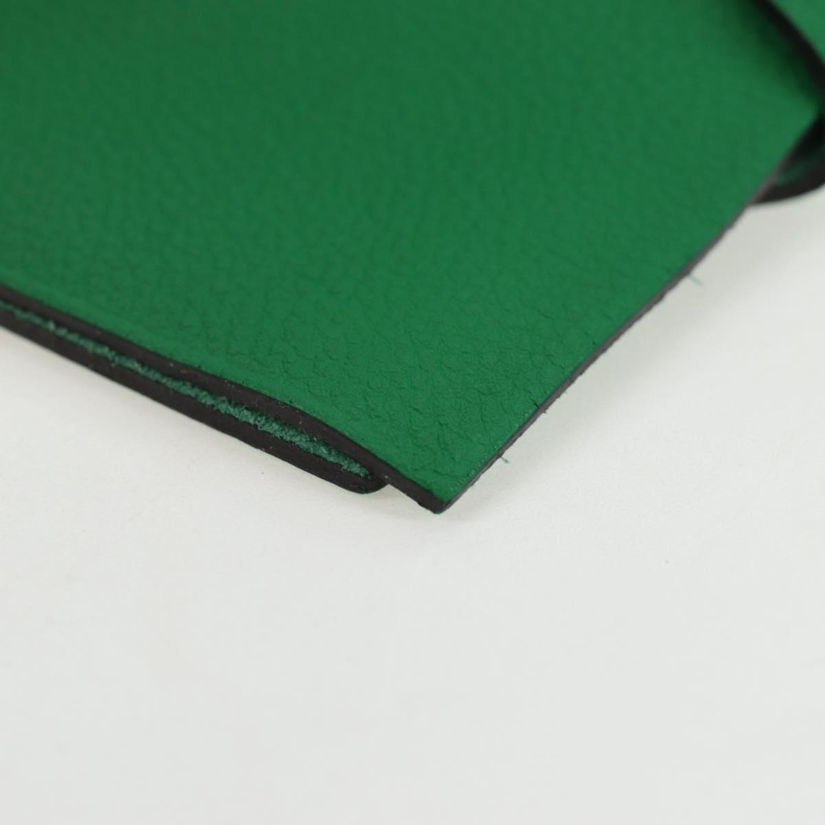 HERMES Yuris PM Note Cover Leather Green Auth 190663