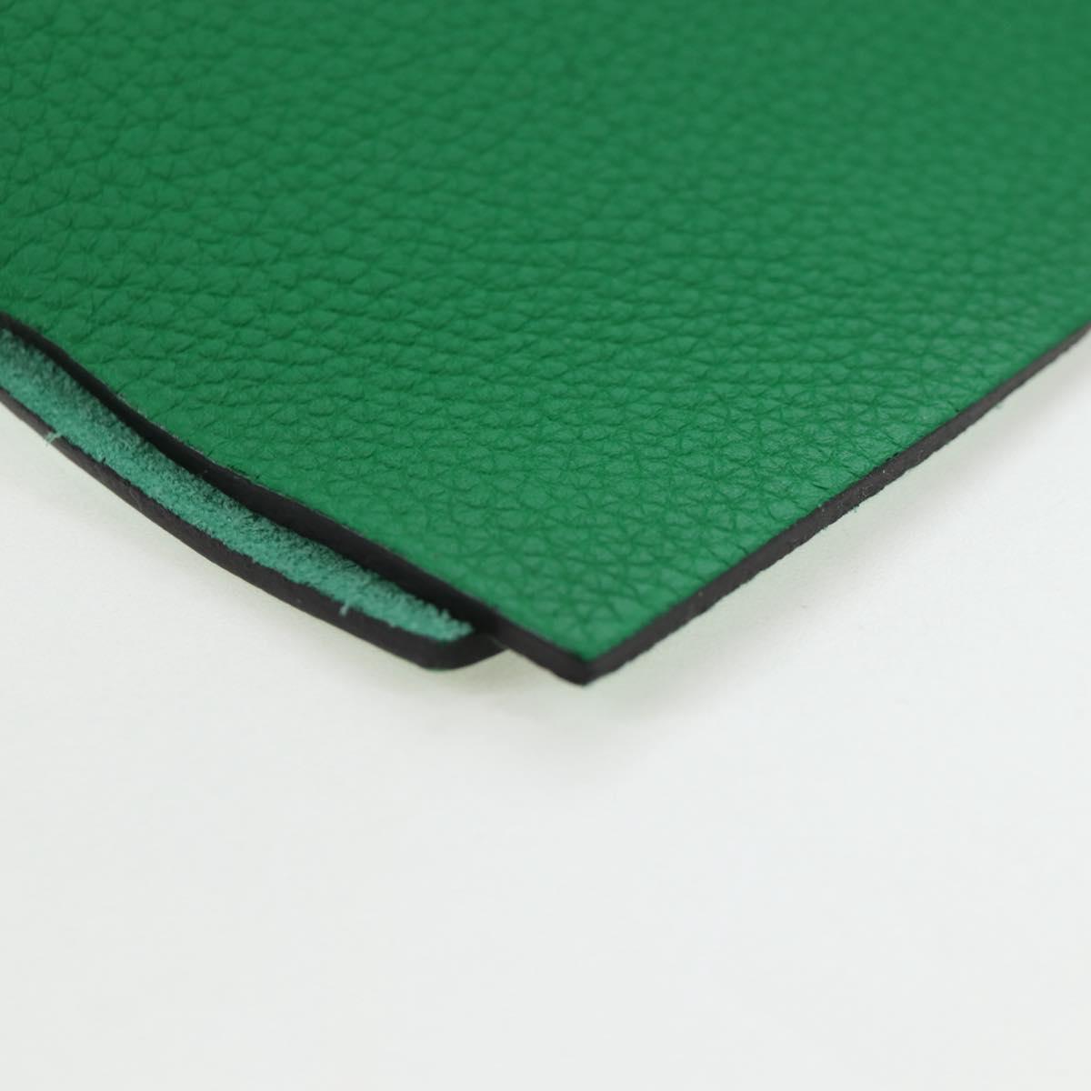 HERMES Yuris PM Note Cover Leather Green Auth 190663