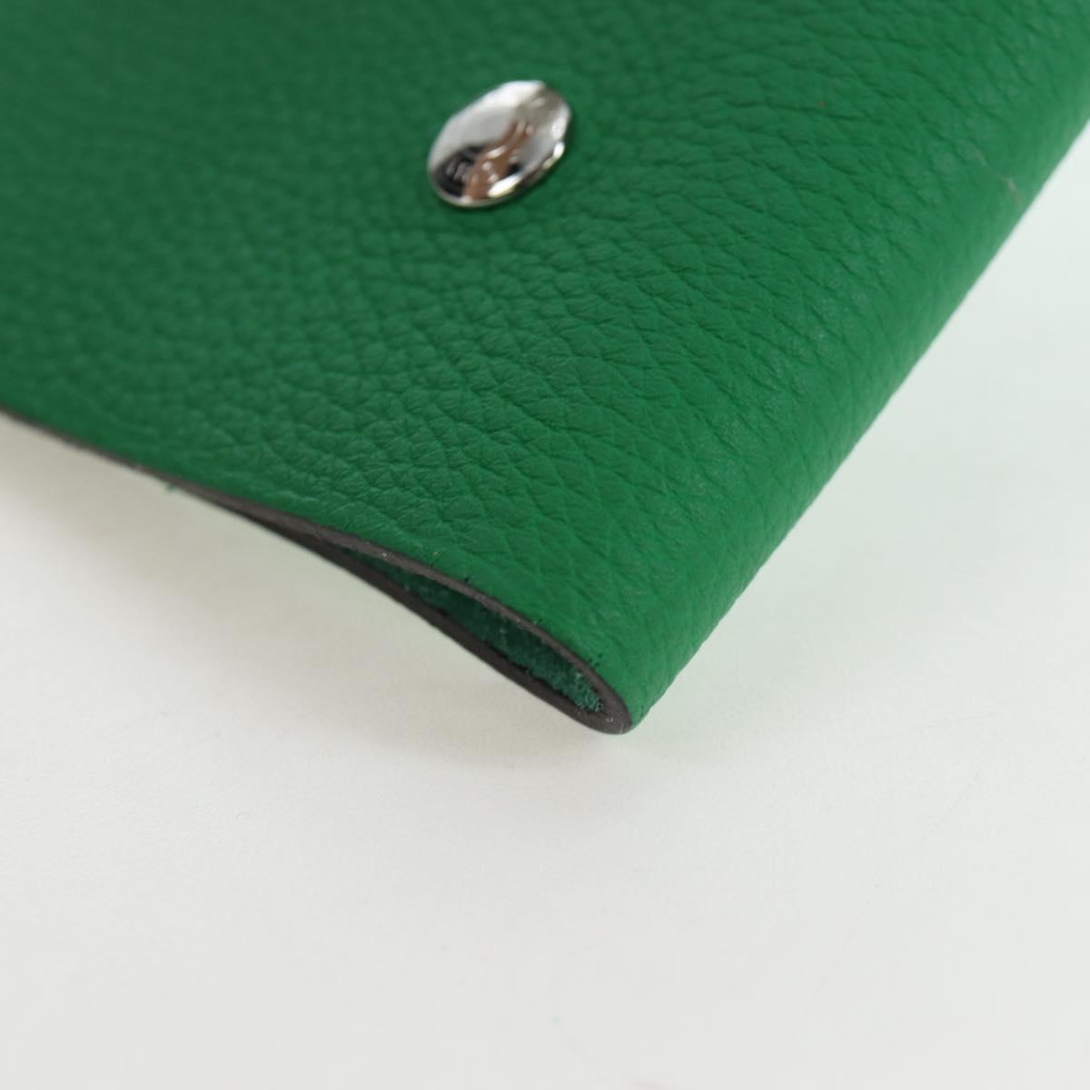HERMES Yuris PM Note Cover Leather Green Auth 190663