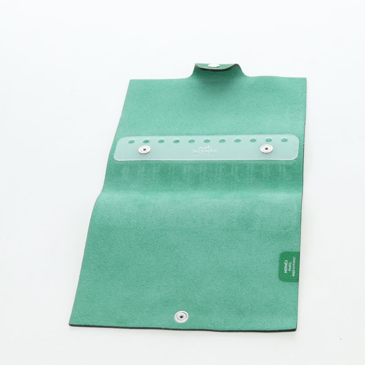 HERMES Yuris PM Note Cover Leather Green Auth 190663
