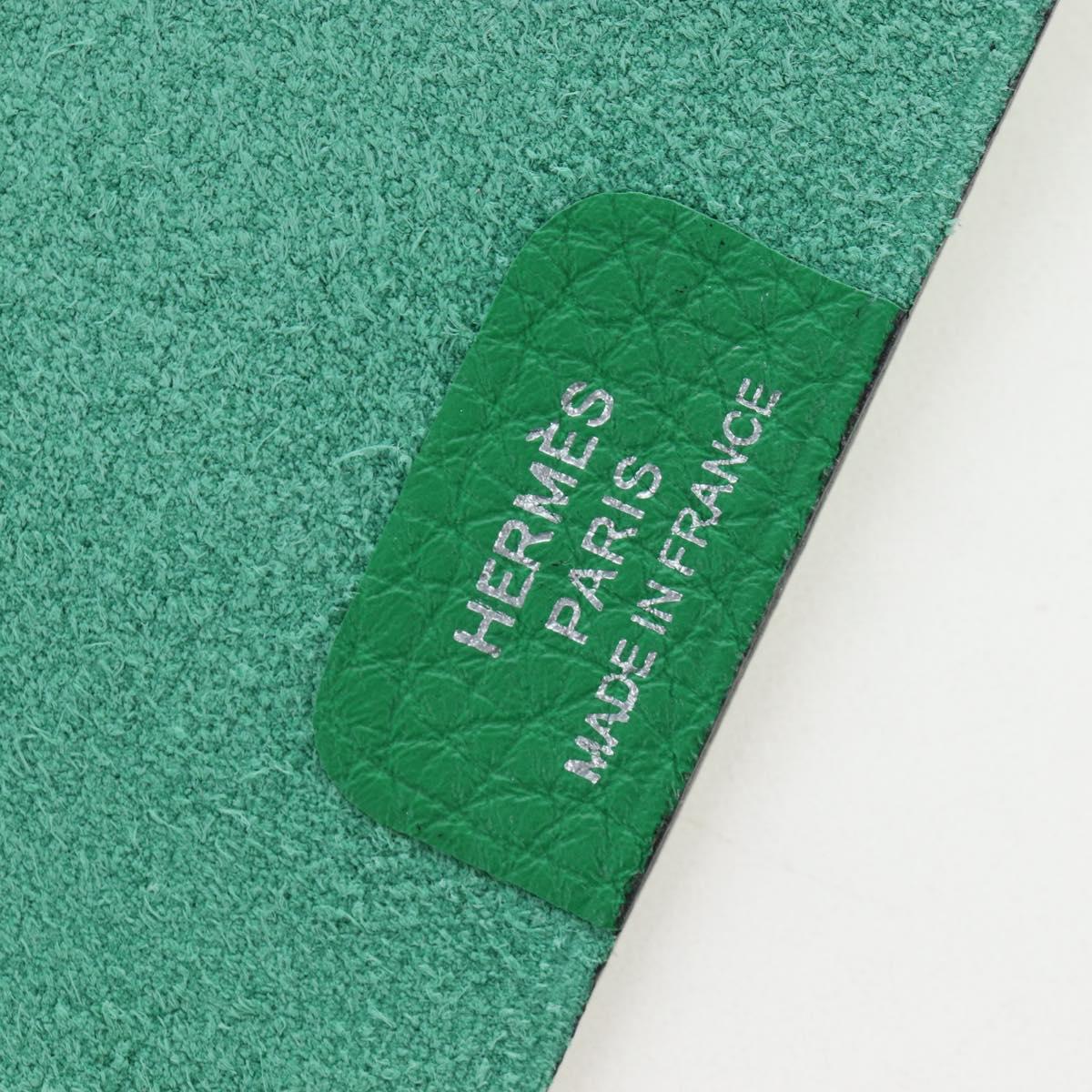 HERMES Yuris PM Note Cover Leather Green Auth 190663