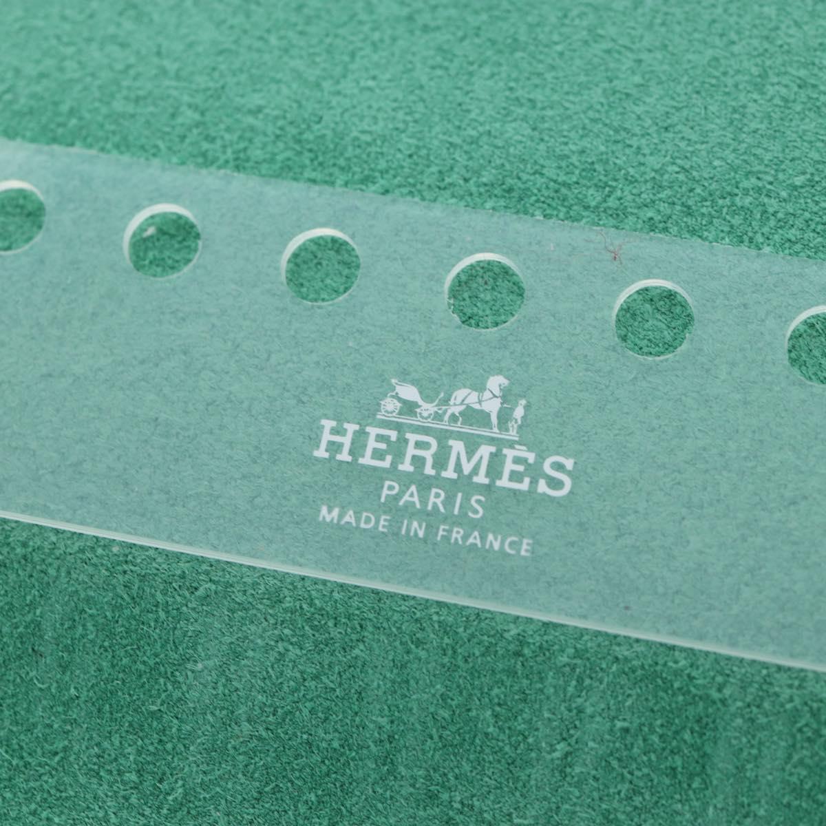 HERMES Yuris PM Note Cover Leather Green Auth 190663