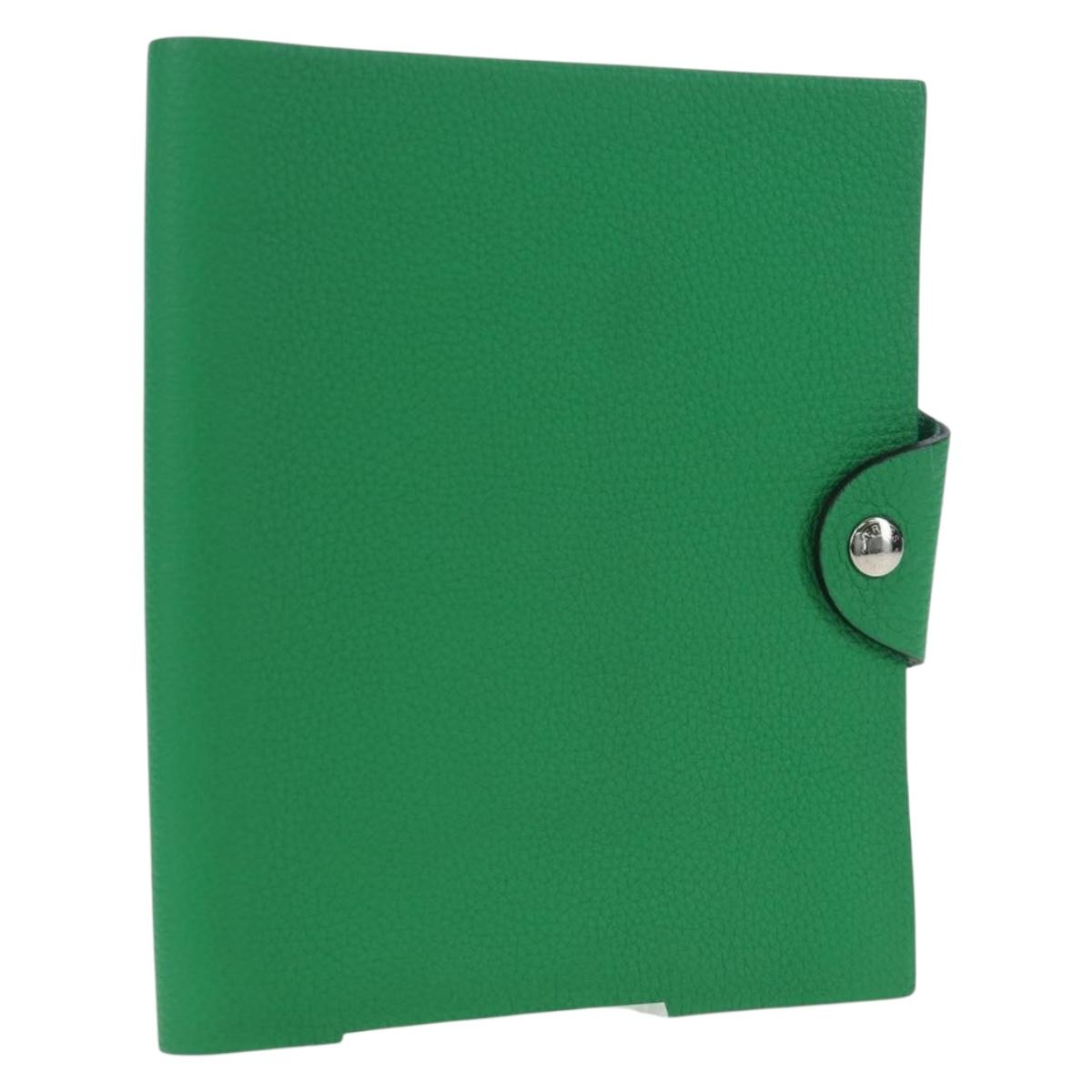 HERMES Yuris PM Note Cover Leather Green Auth 190663