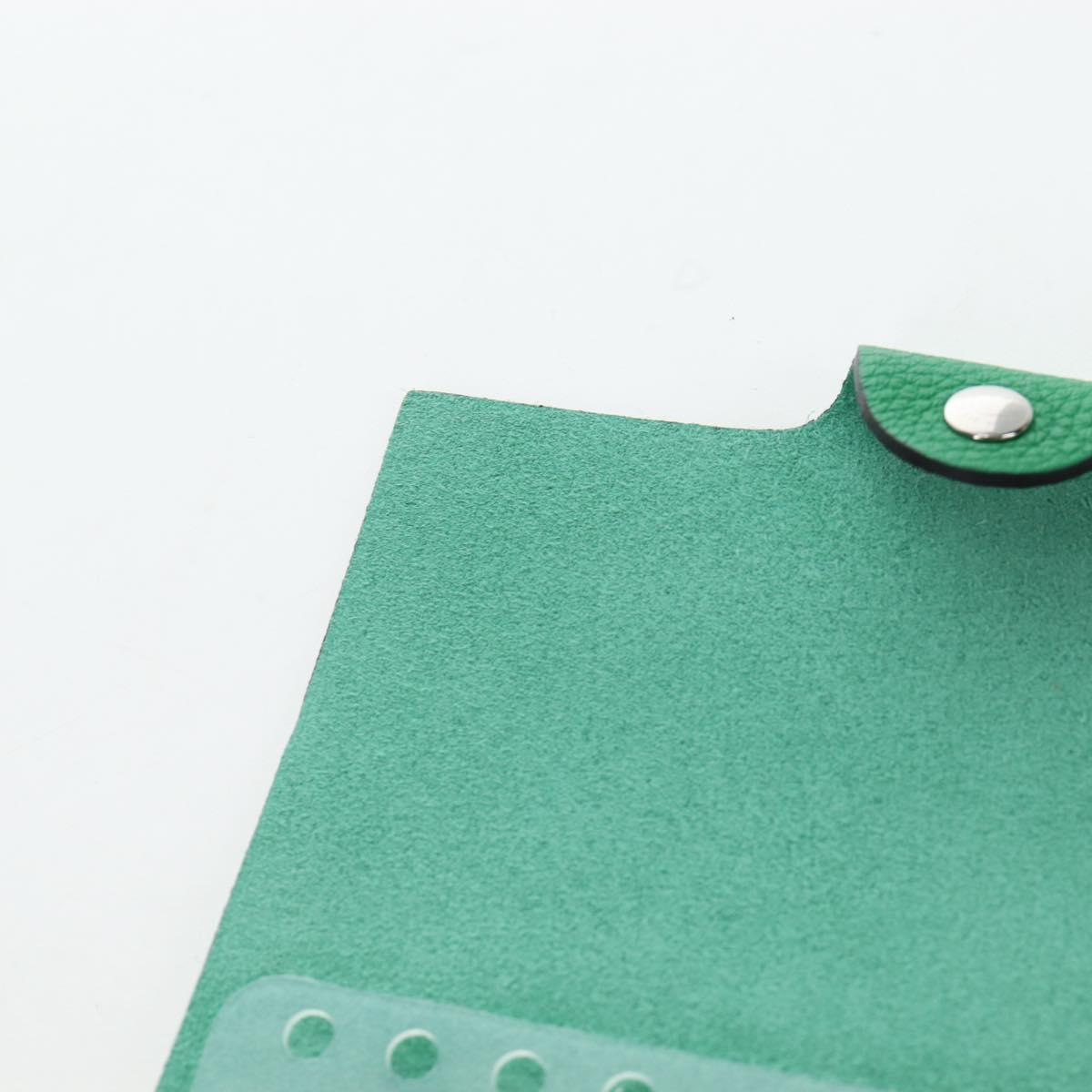 HERMES Yuris PM Note Cover Leather Green Auth 190663