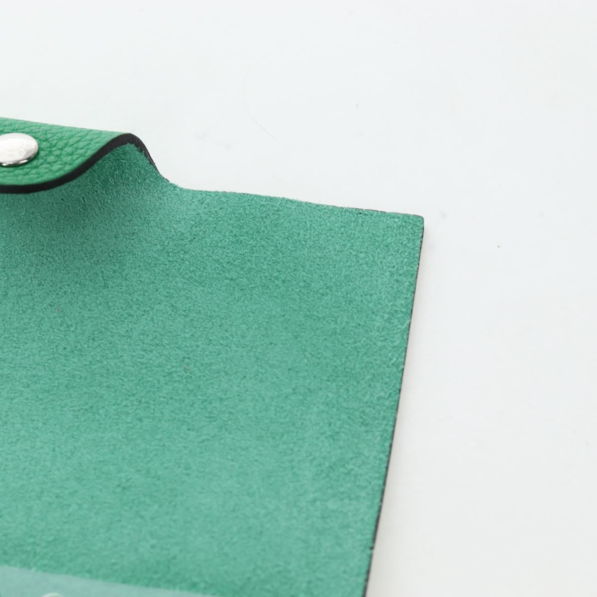 HERMES Yuris PM Note Cover Leather Green Auth 190663