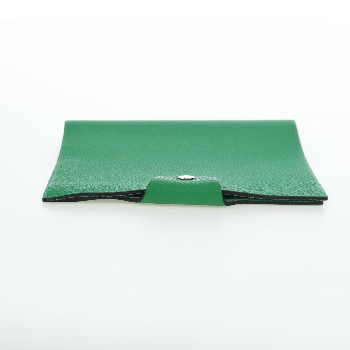 HERMES Yuris PM Note Cover Leather Green Auth 190663