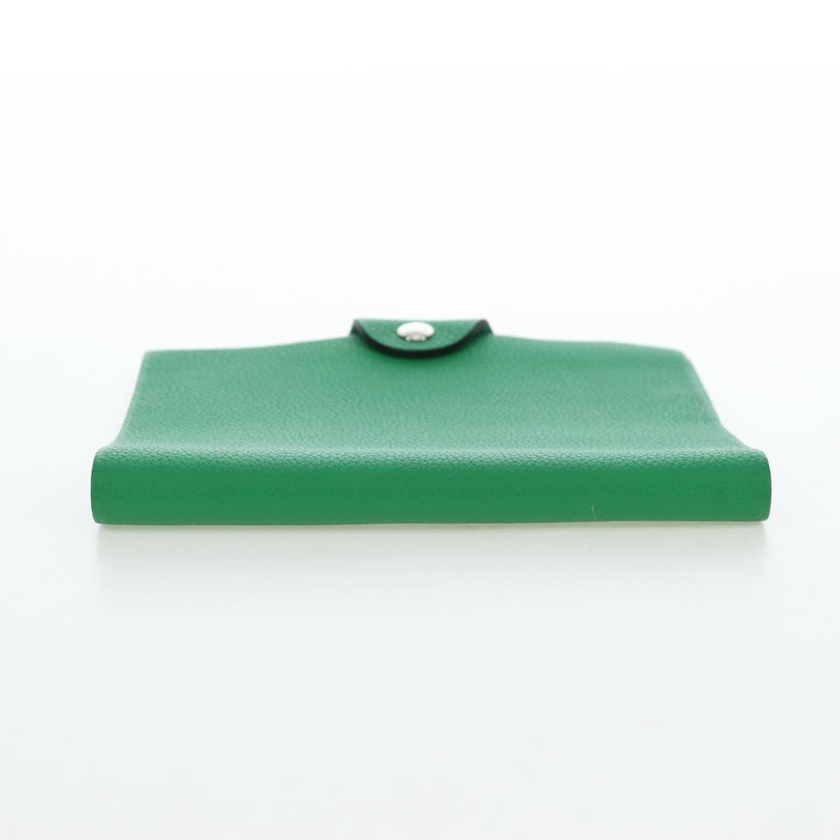 HERMES Yuris PM Note Cover Leather Green Auth 190663