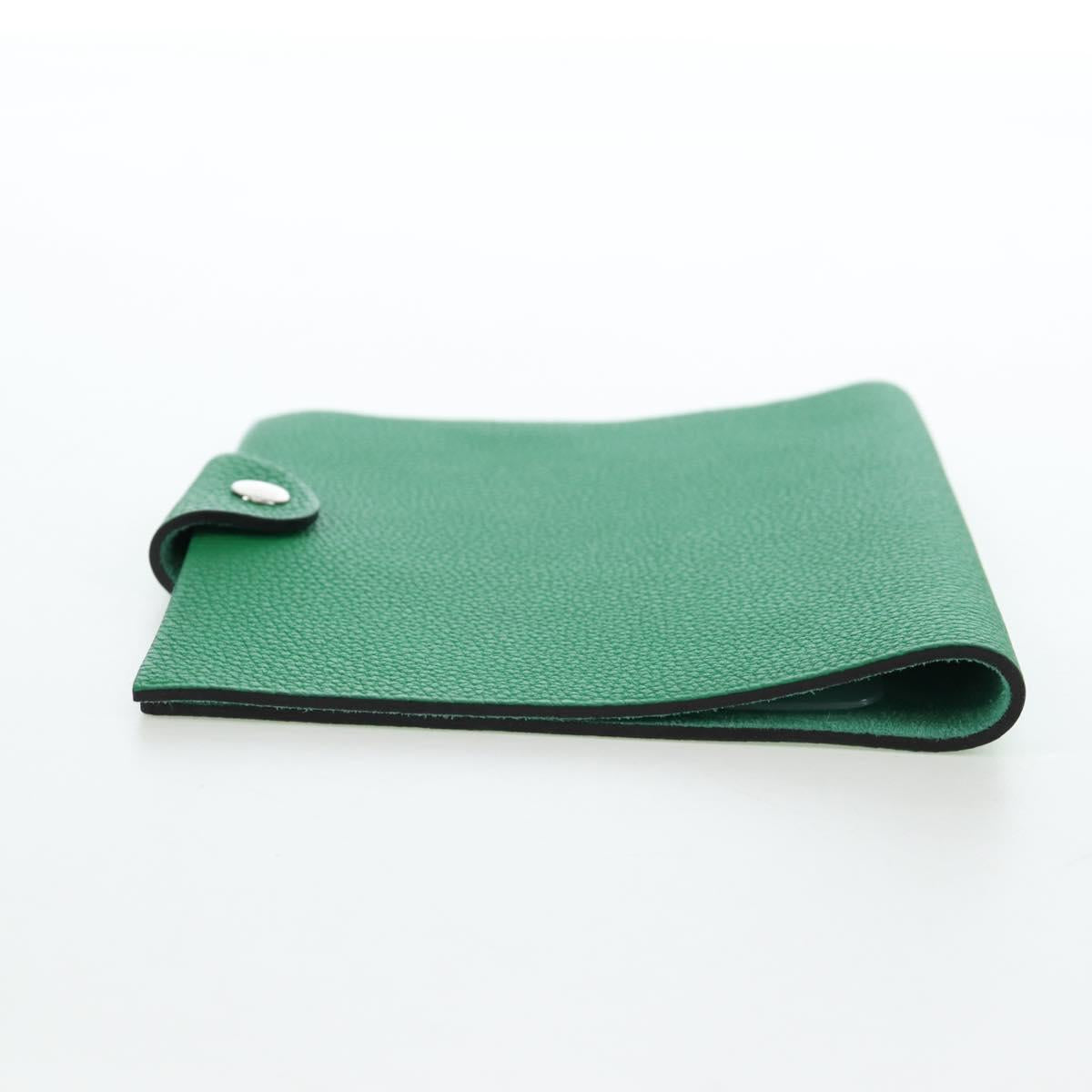 HERMES Yuris PM Note Cover Leather Green Auth 190663