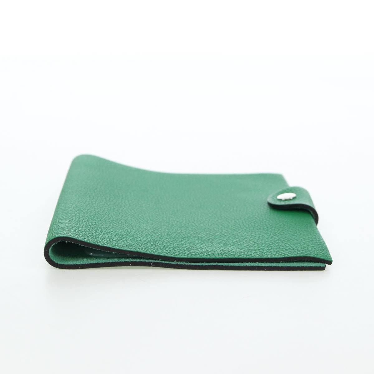 HERMES Yuris PM Note Cover Leather Green Auth 190663