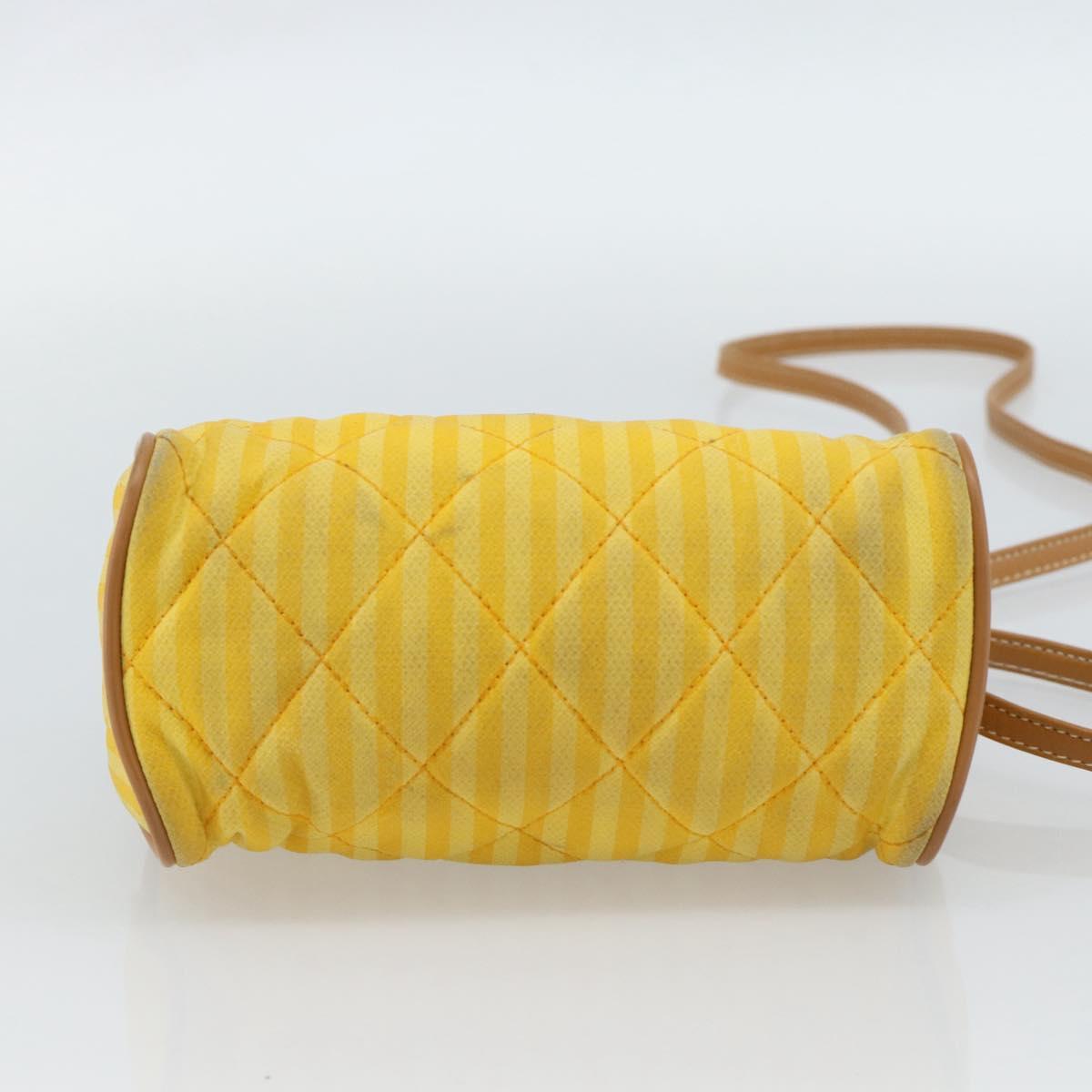 FENDI Hand Bag Canvas 2way Yellow Gold Auth 190664A