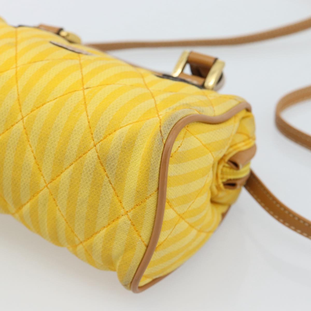 FENDI Hand Bag Canvas 2way Yellow Gold Auth 190664A