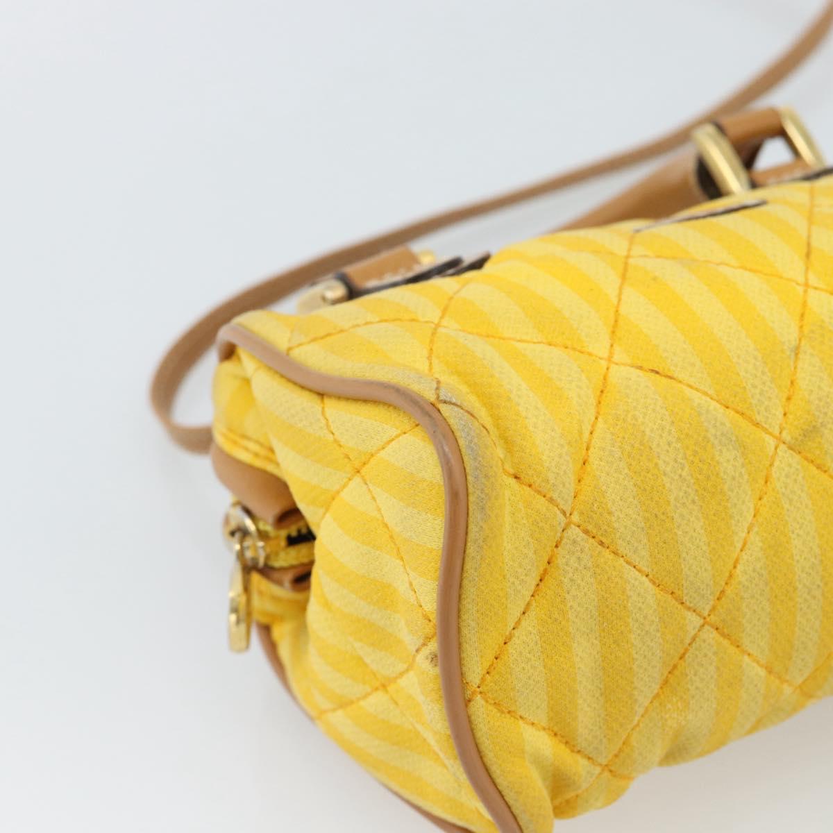 FENDI Hand Bag Canvas 2way Yellow Gold Auth 190664A