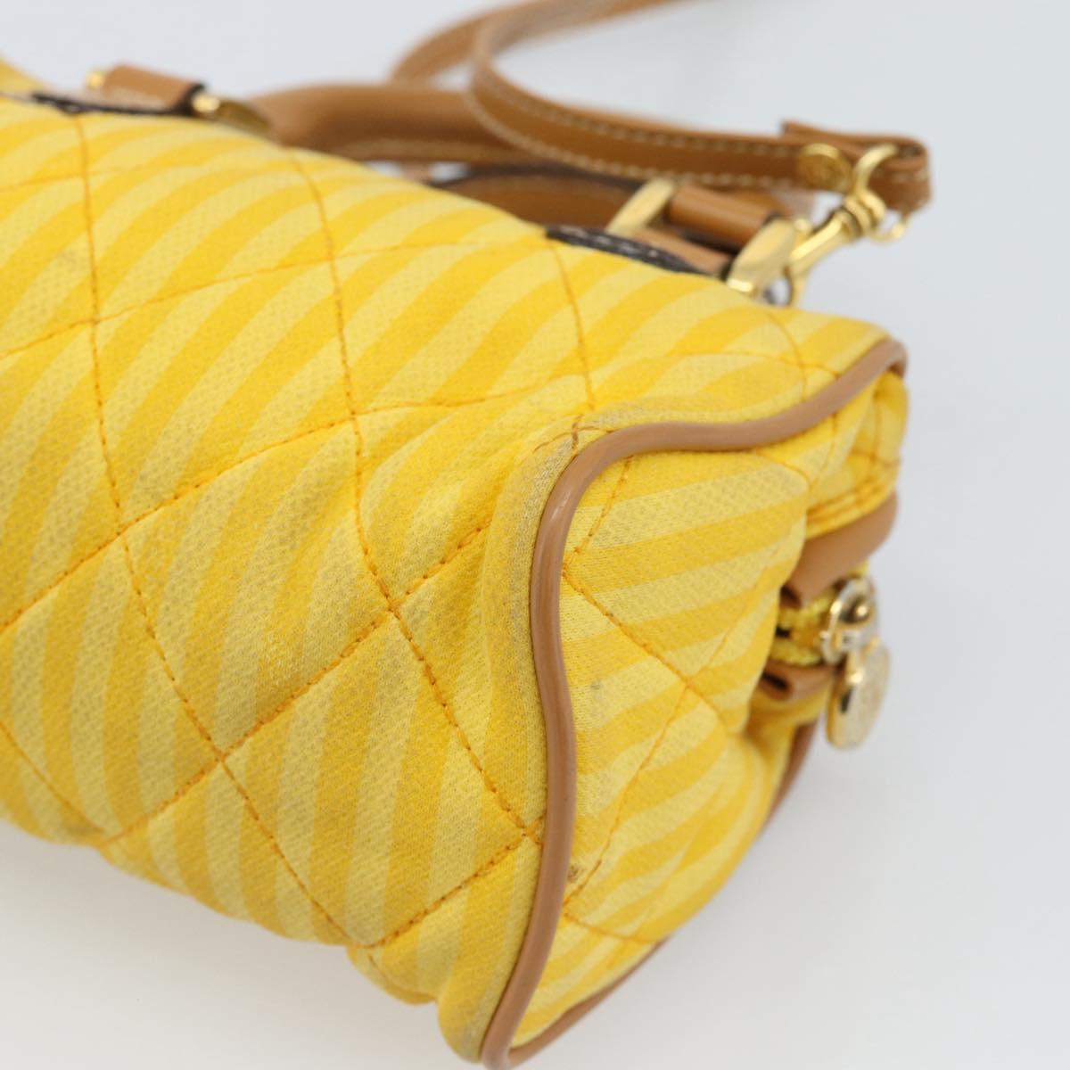 FENDI Hand Bag Canvas 2way Yellow Gold Auth 190664A