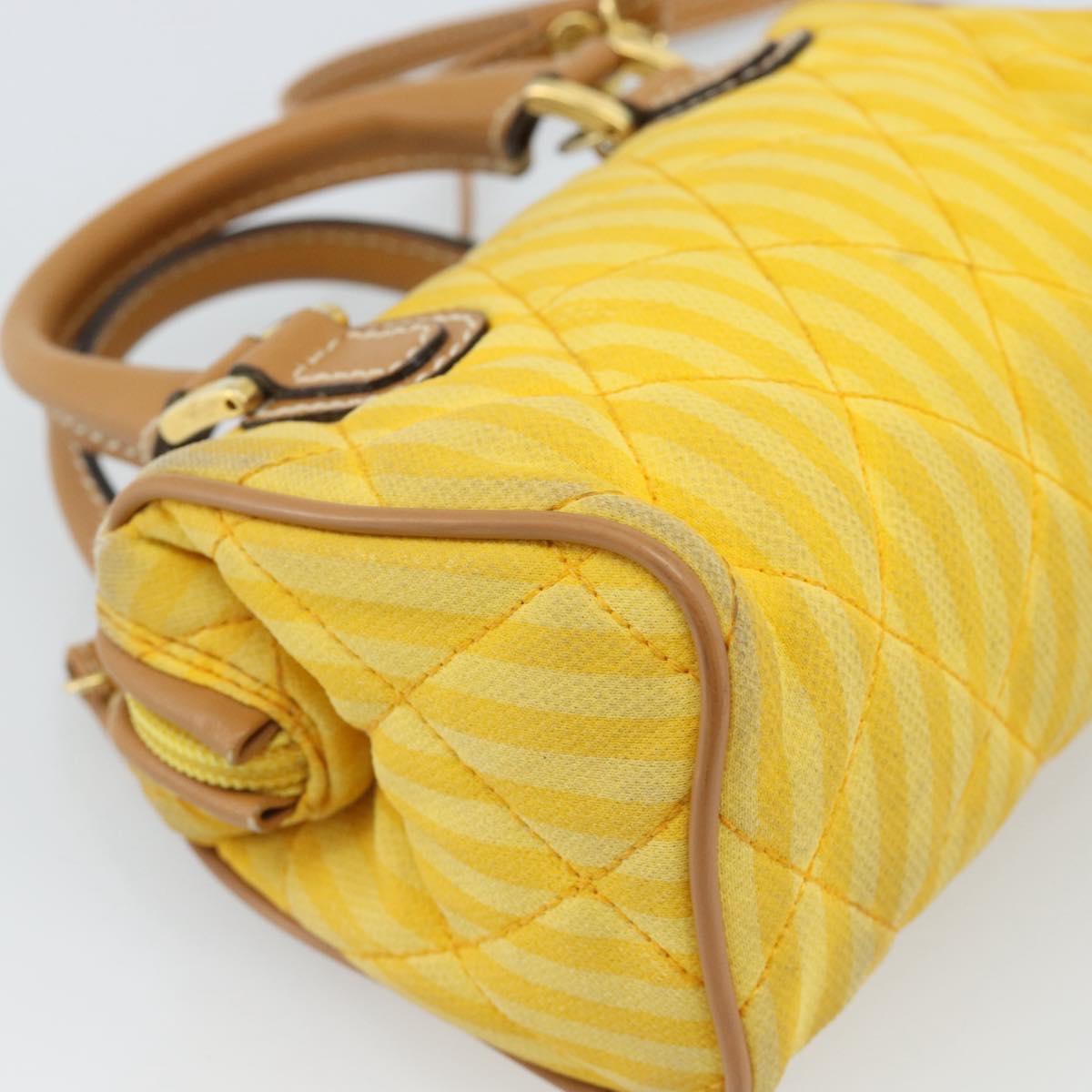 FENDI Hand Bag Canvas 2way Yellow Gold Auth 190664A