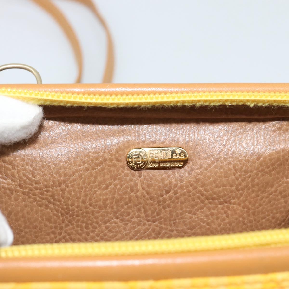 FENDI Hand Bag Canvas 2way Yellow Gold Auth 190664A