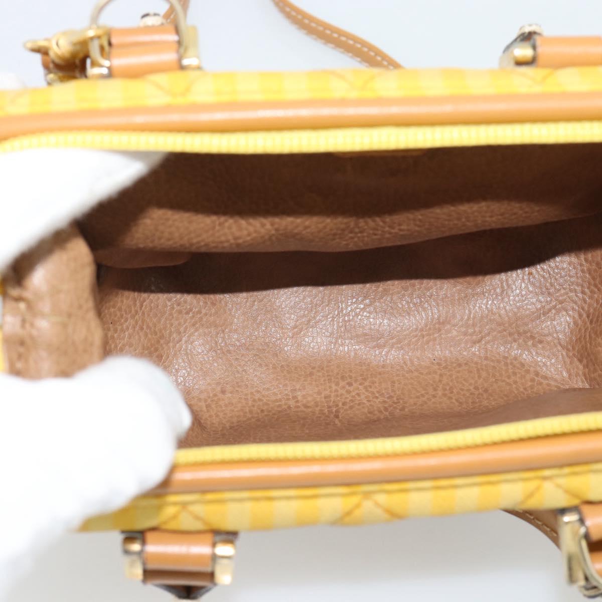 FENDI Hand Bag Canvas 2way Yellow Gold Auth 190664A