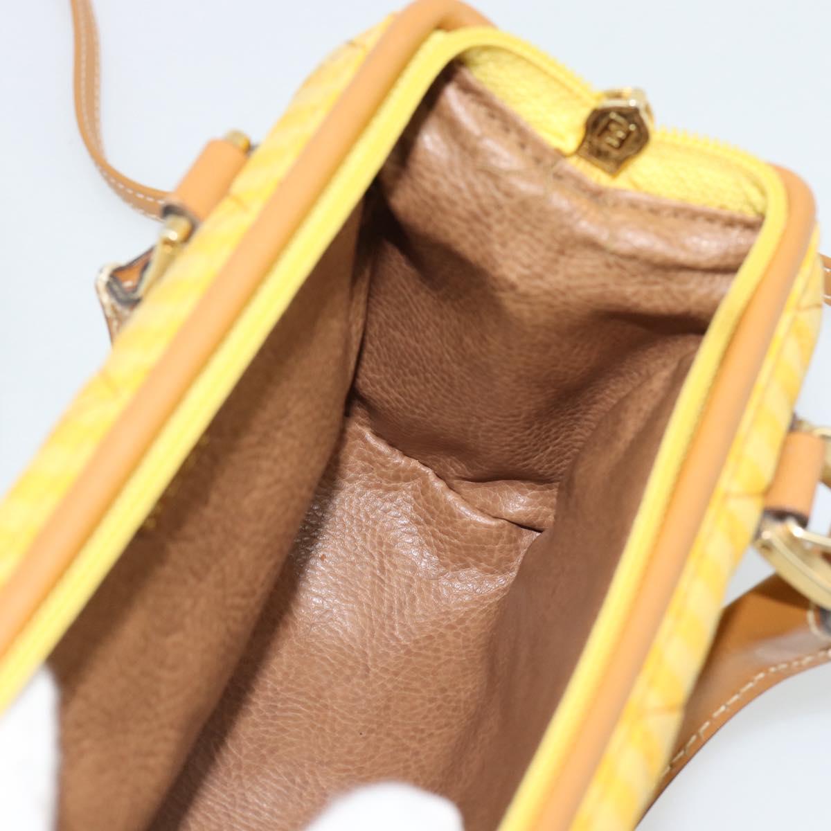 FENDI Hand Bag Canvas 2way Yellow Gold Auth 190664A