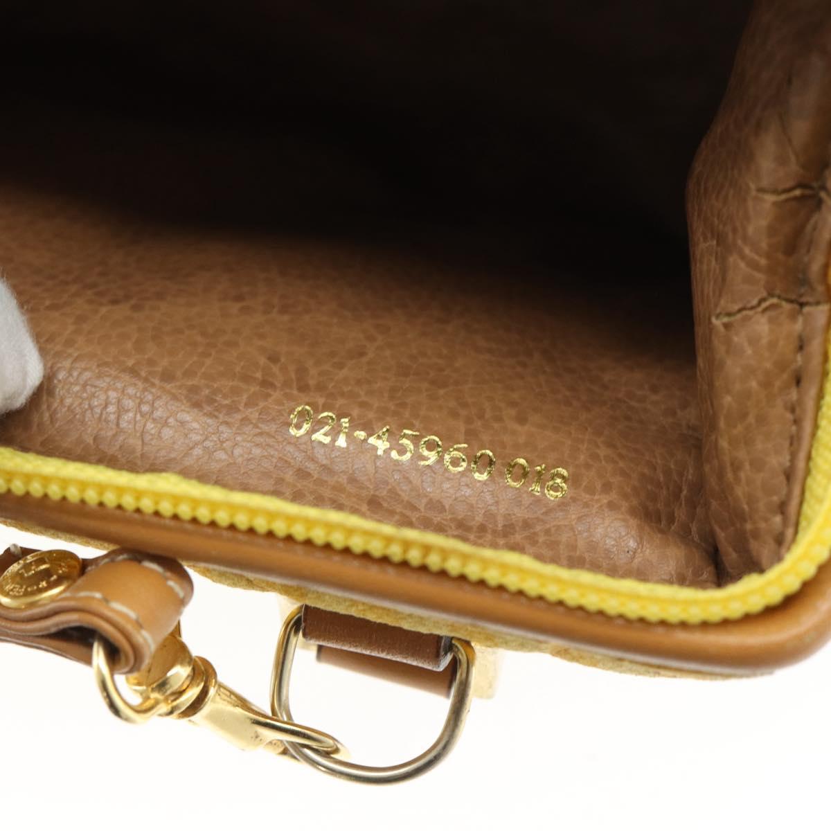 FENDI Hand Bag Canvas 2way Yellow Gold Auth 190664A