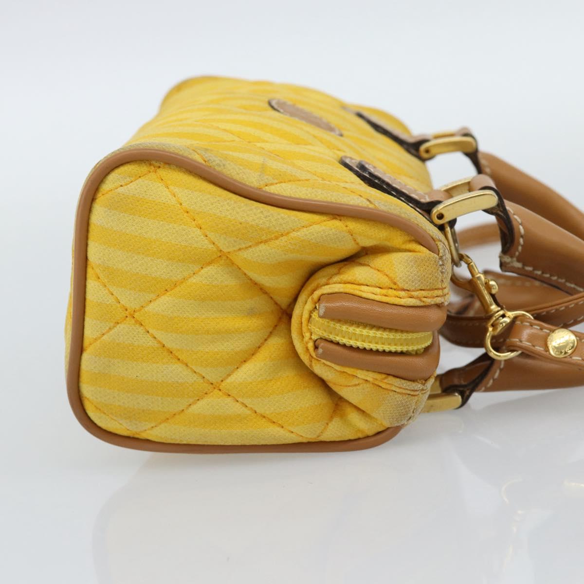 FENDI Hand Bag Canvas 2way Yellow Gold Auth 190664A
