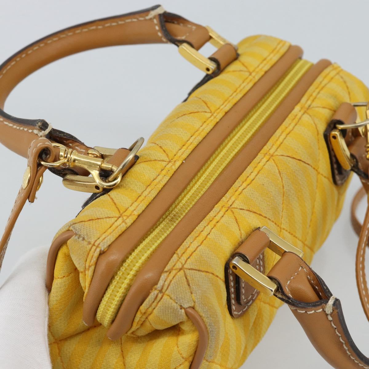 FENDI Hand Bag Canvas 2way Yellow Gold Auth 190664A