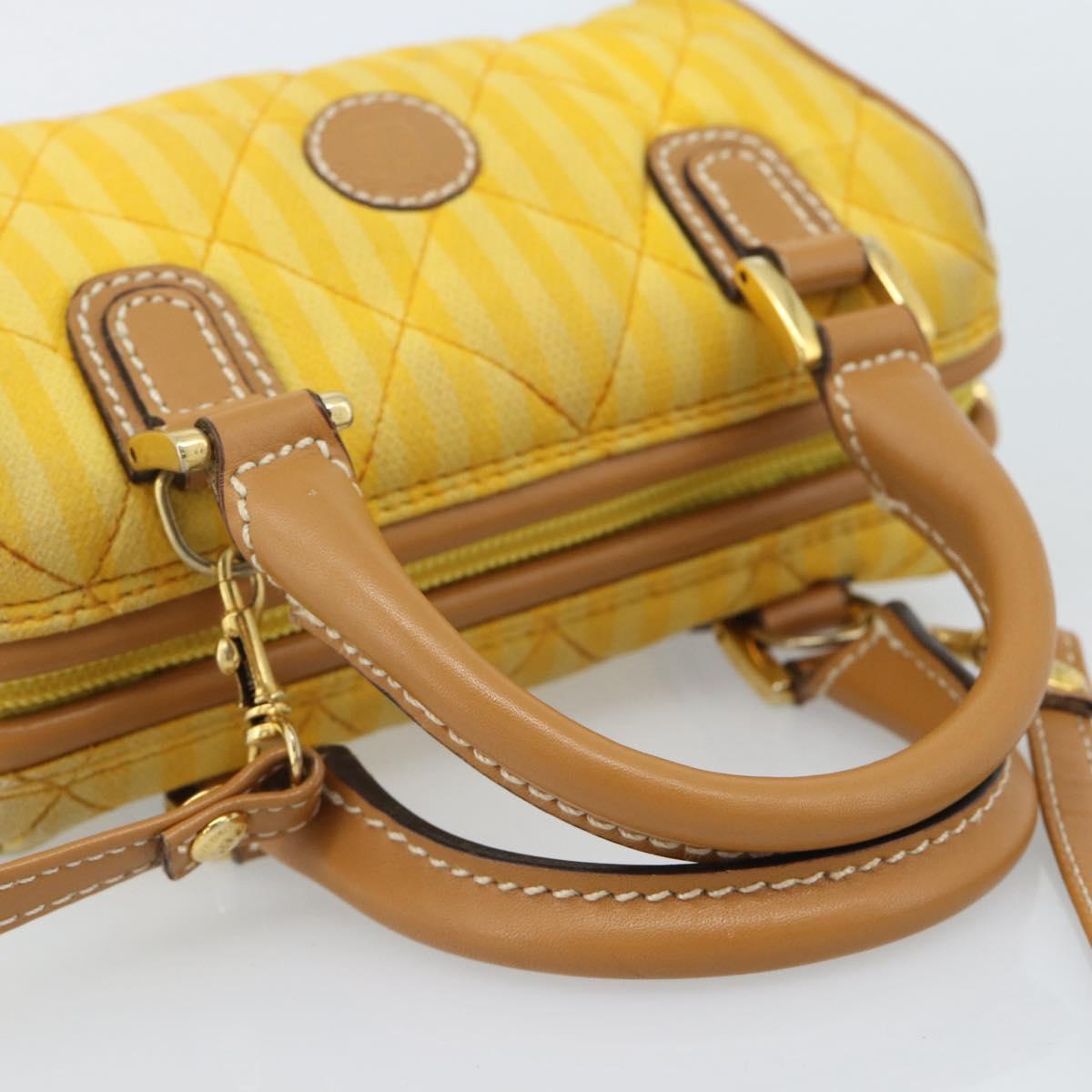 FENDI Hand Bag Canvas 2way Yellow Gold Auth 190664A