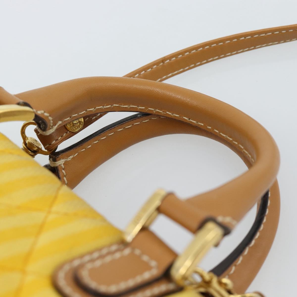 FENDI Hand Bag Canvas 2way Yellow Gold Auth 190664A