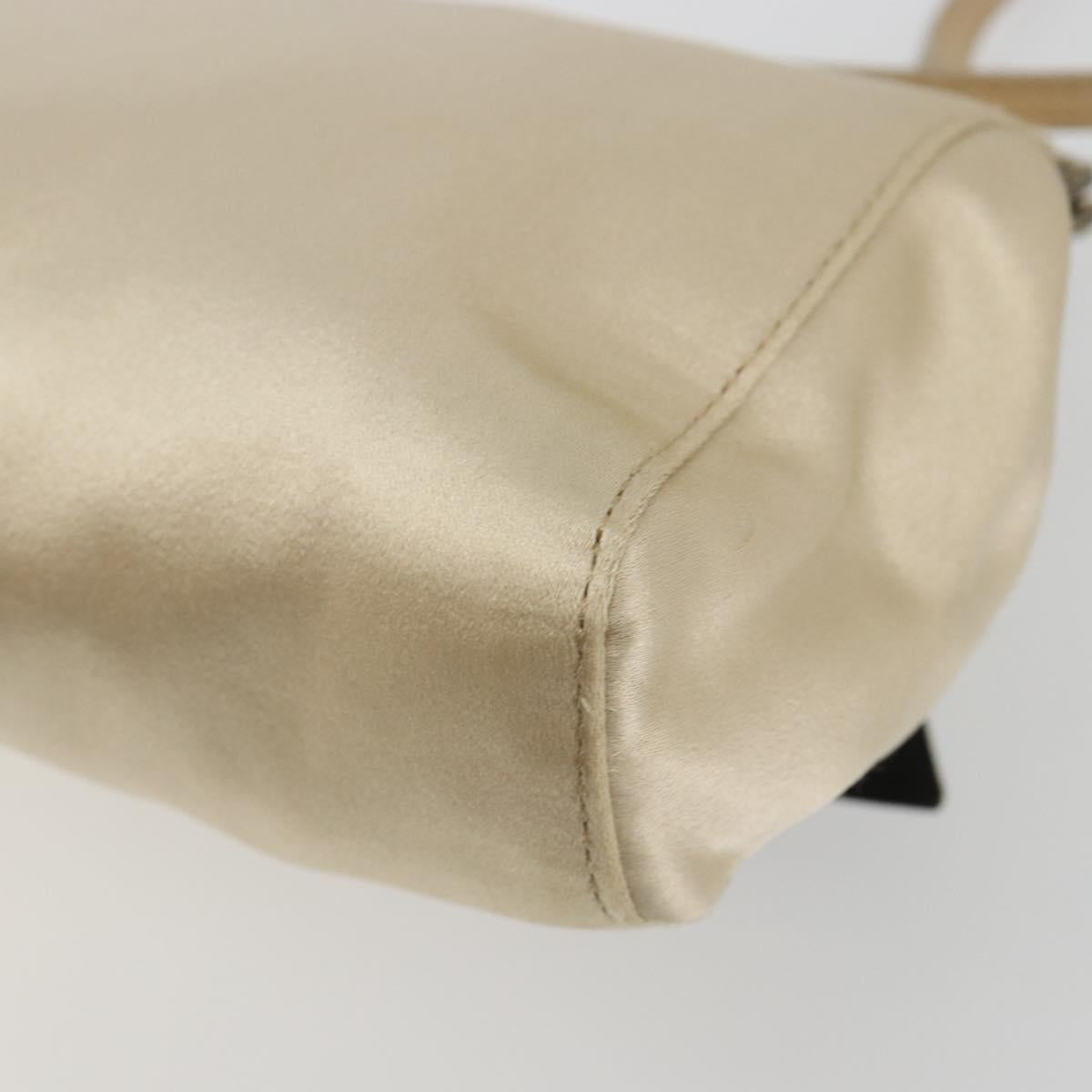 Miu Miu Accessory Pouch Satin Champagne Gold Auth 190668A