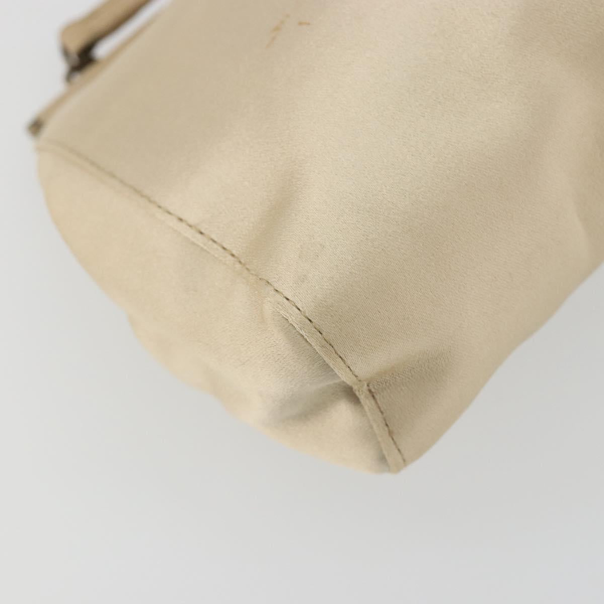 Miu Miu Accessory Pouch Satin Champagne Gold Auth 190668A