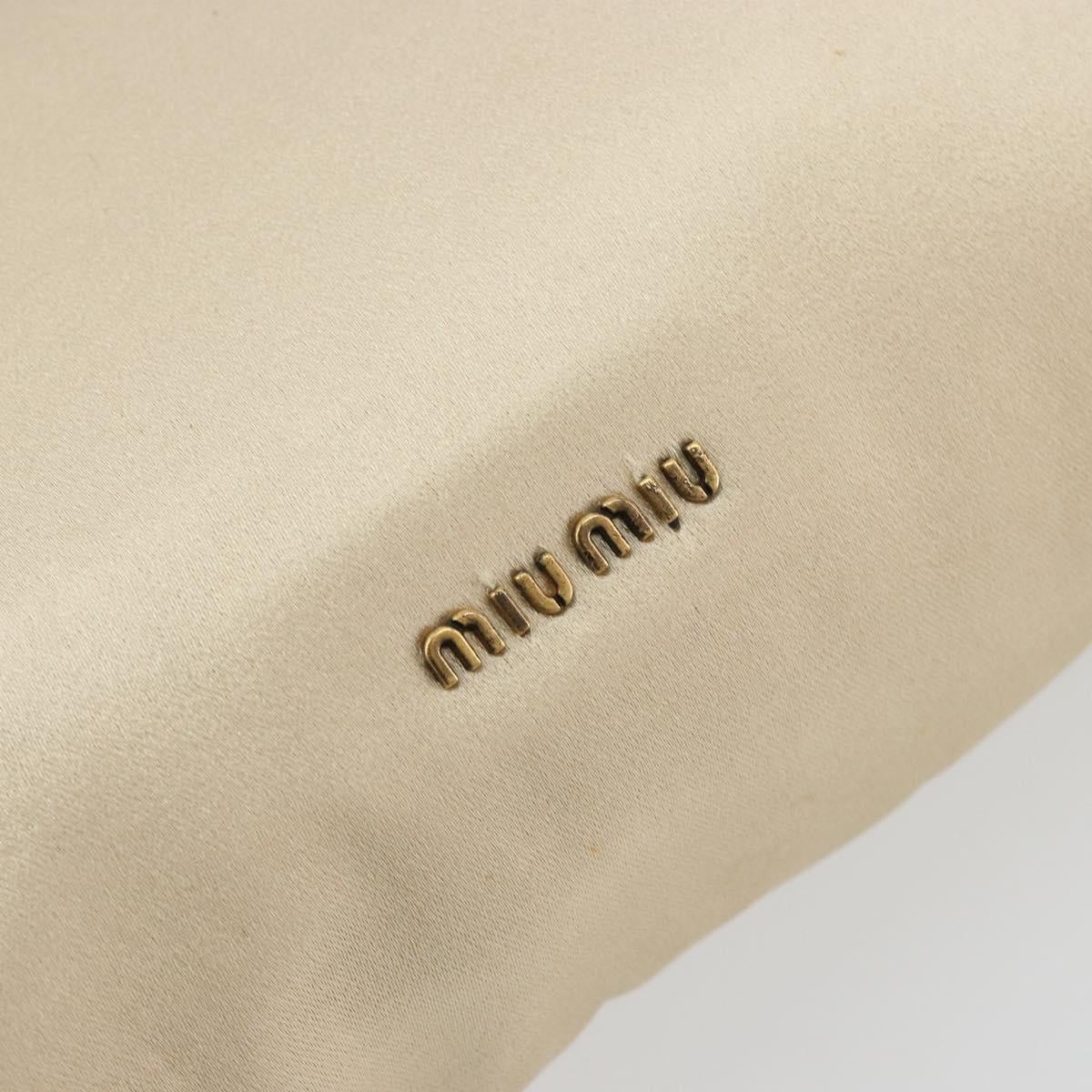 Miu Miu Accessory Pouch Satin Champagne Gold Auth 190668A
