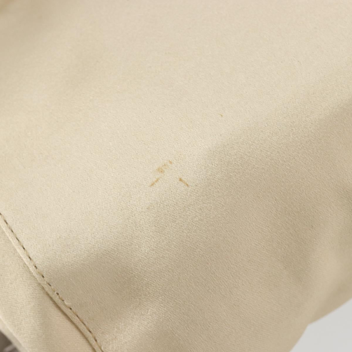 Miu Miu Accessory Pouch Satin Champagne Gold Auth 190668A
