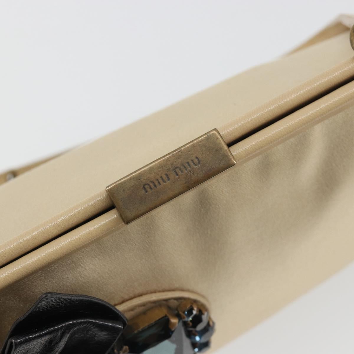 Miu Miu Accessory Pouch Satin Champagne Gold Auth 190668A
