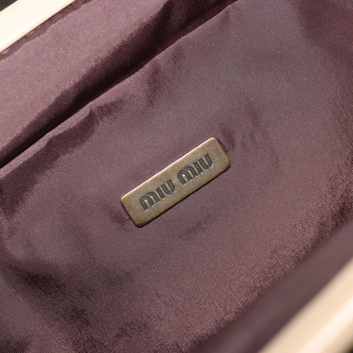 Miu Miu Accessory Pouch Satin Champagne Gold Auth 190668A