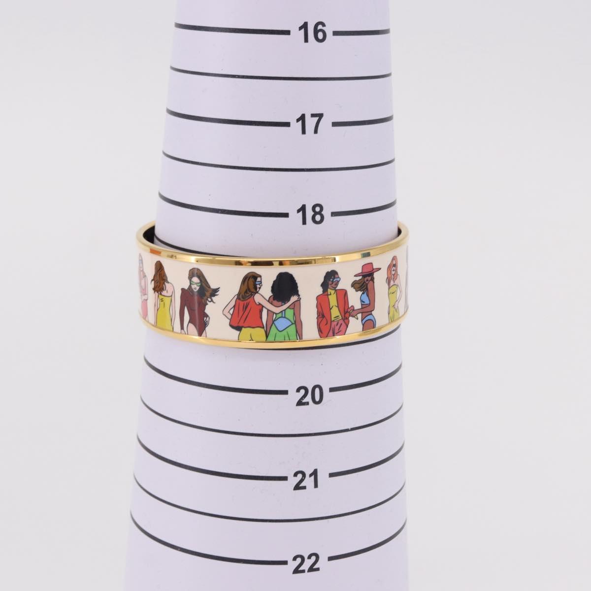 HERMES Emaille GM Beach Bracelet metal Gold Tone Auth 190673M