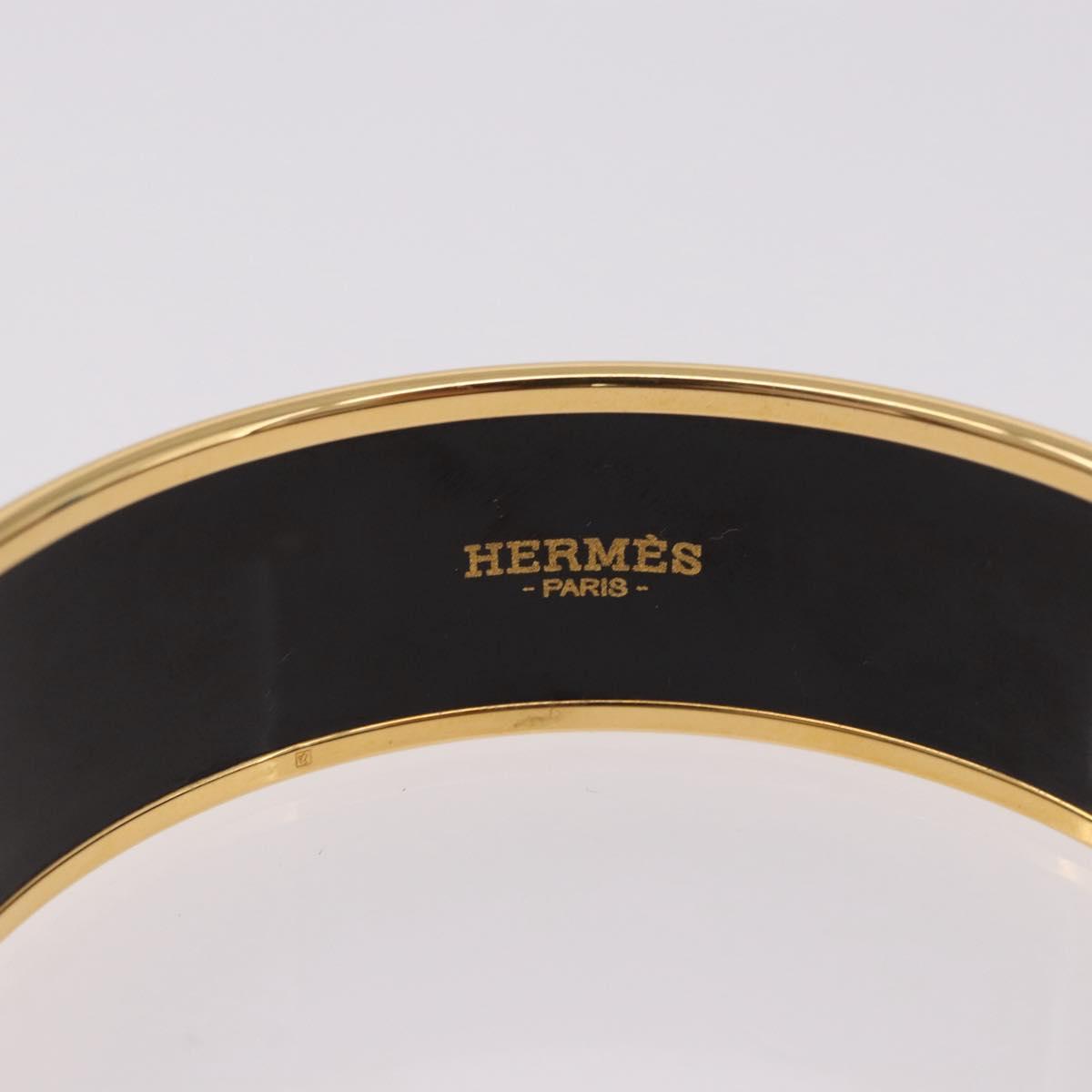 HERMES Emaille GM Beach Bracelet metal Gold Tone Auth 190673M