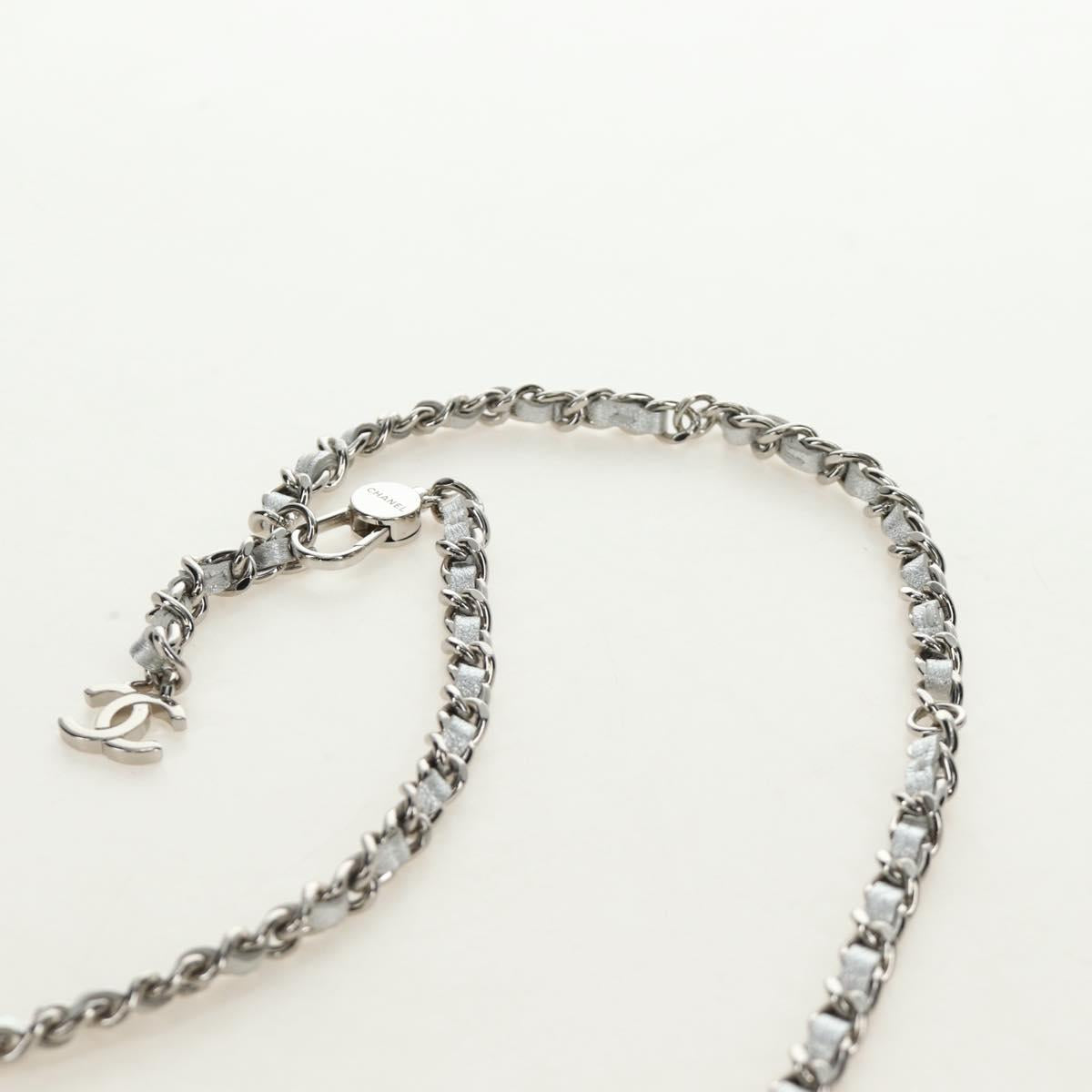 CHANEL Matelasse Chain Shoulder Bag Lamb Skin Silver CC Auth 190674SAM
