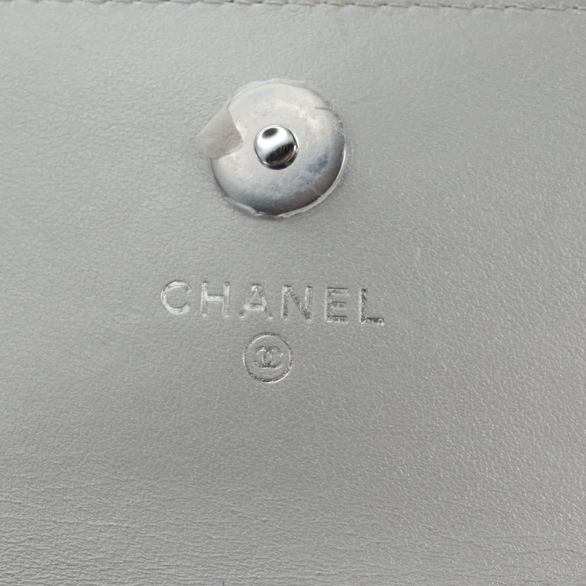 CHANEL Matelasse Chain Shoulder Bag Lamb Skin Silver CC Auth 190674SAM