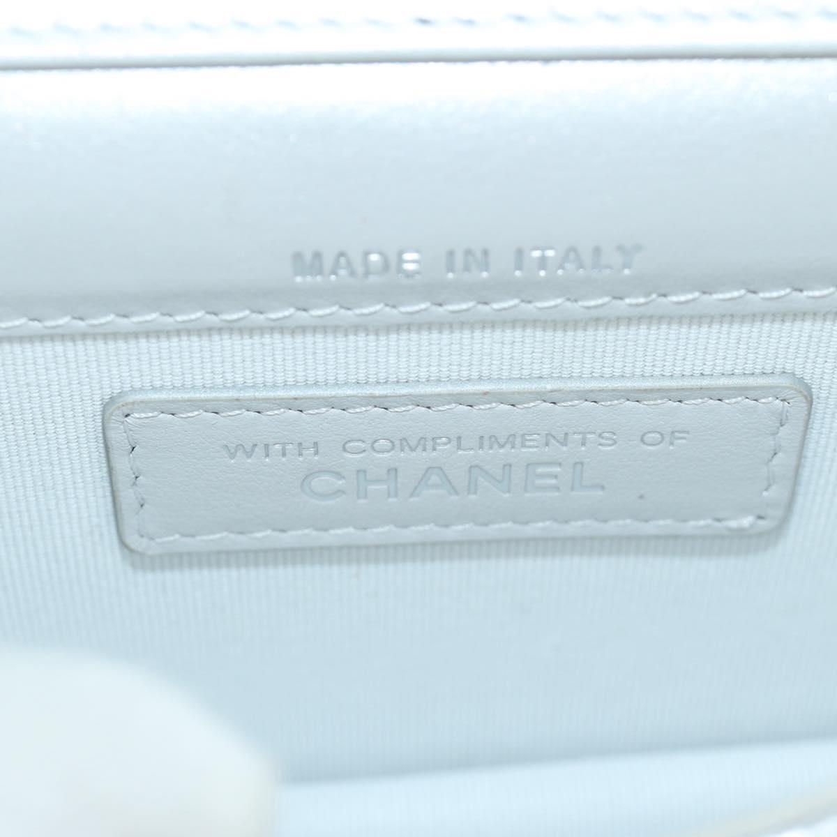 CHANEL Matelasse Chain Shoulder Bag Lamb Skin Silver CC Auth 190674SAM